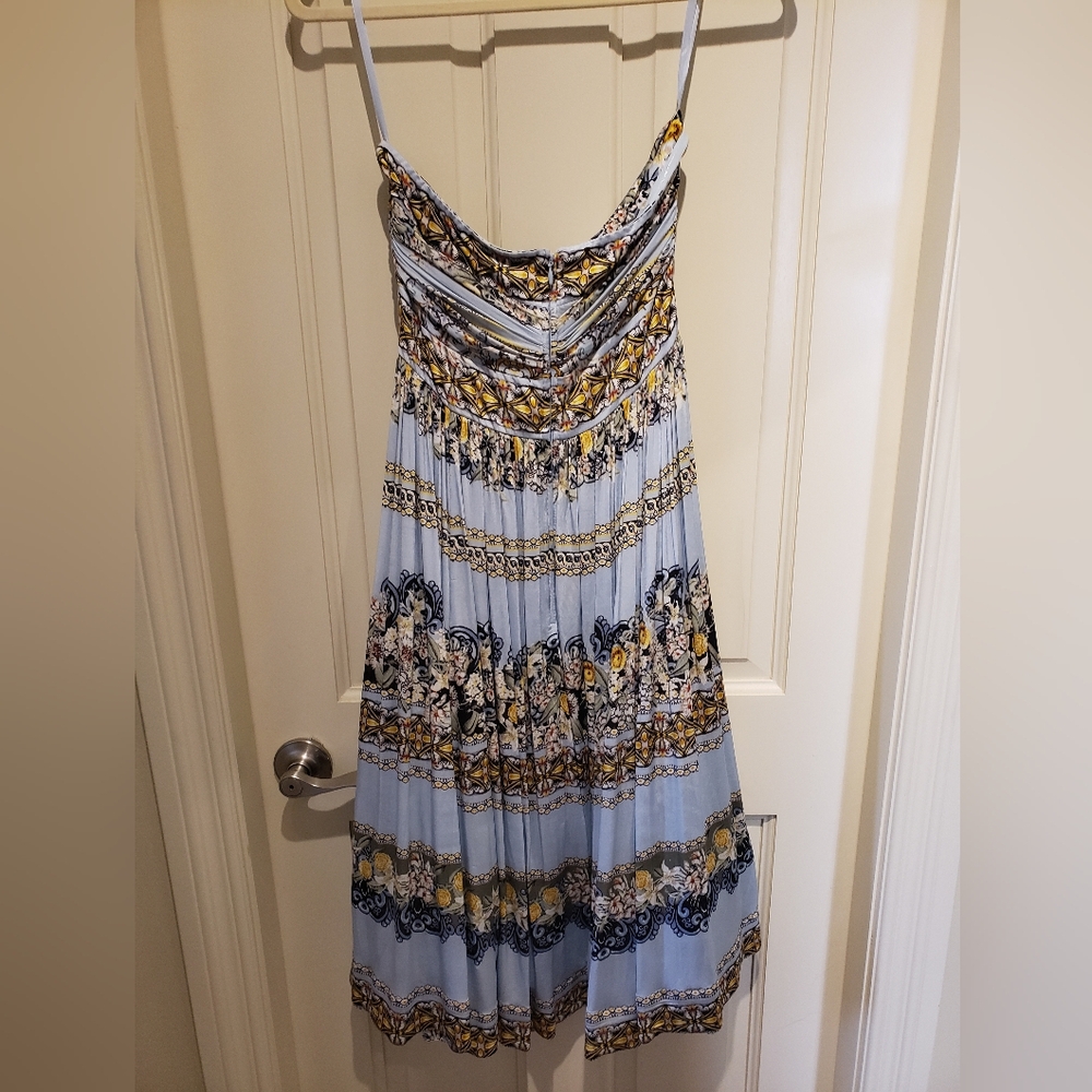 White House Black Market Blue and Yellow Strapless Dress NWT - Picture 4 of 8